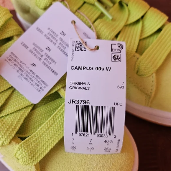 Adidas Originals Campus 00s W Neon Green Suede Leather Sneakers Shoes Size 8.5 - Picture 5 of 15